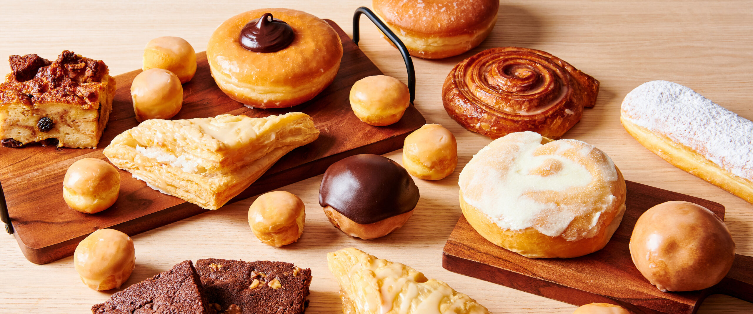 A spread of pastries and baked treats